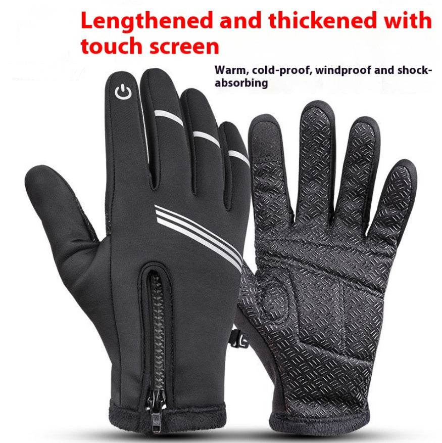 Buycenter Winter Leather Riding Gloves - Fleece-Lined, Windproof Design - Buy Center US