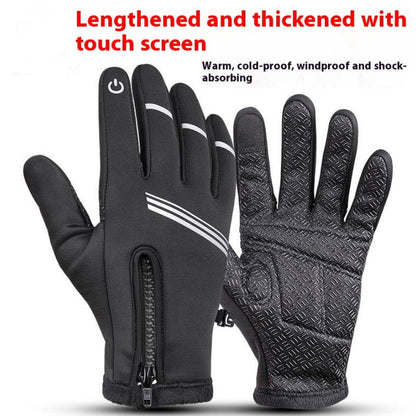 Buycenter Winter Leather Riding Gloves - Fleece-Lined, Windproof Design - Buy Center US