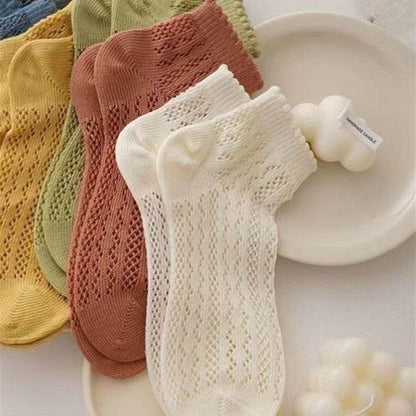 Women's Breathable Cotton Socks - Hollow Mesh, Antibacterial & Quick Drying - Buy Center US