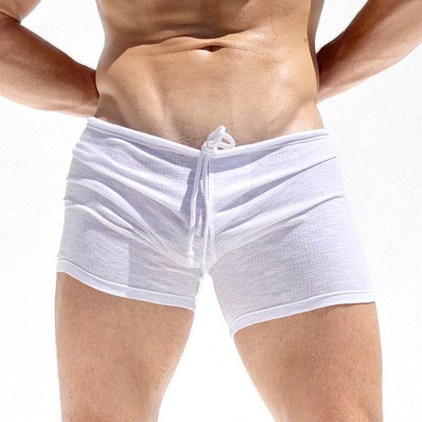 Buycenter Men's Fitness Tight Lace-Up Shorts - Striped Polyester Athletic Wear - Buy Center US