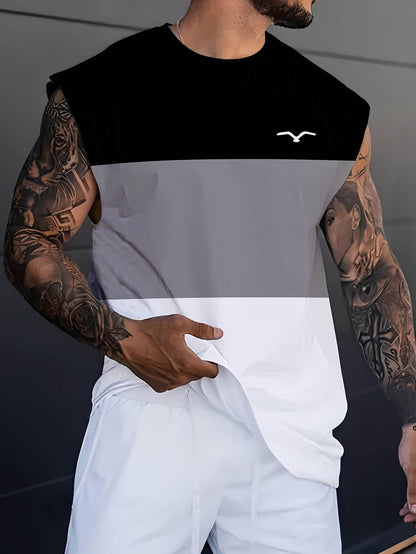 Men’s 3D Print Color Block Tank Top - Breathable Sleeveless Summer Shirt - Buy Center US