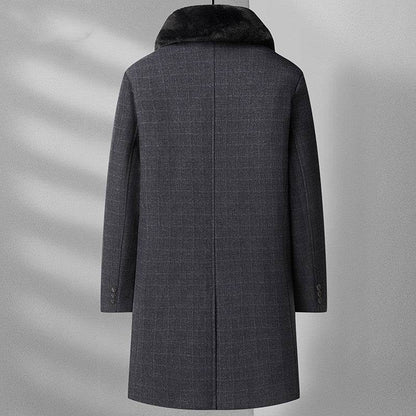 Buycenter Wool Overcoat for Men - Warm Plaid Design for Winter - Buy Center US