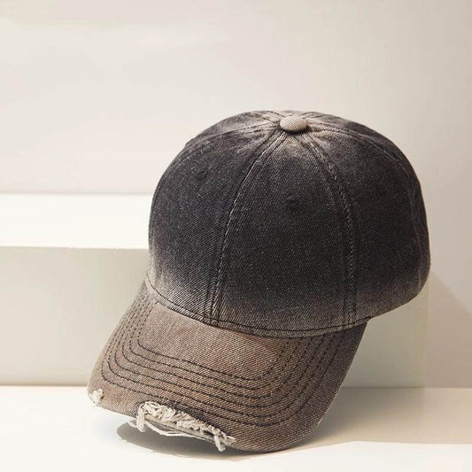 Distressed Gradient Denim Baseball Cap - Adjustable & Fashionable for All Seasons - Buy Center US