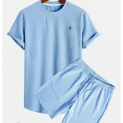 Buycenter Men's Short Sleeve Sports Suit - Casual Two-Piece Set for Summer - Buy Center US