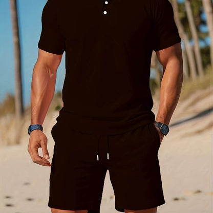 Men's Casual Summer Polo & Shorts Set - Breathable Quick-Dry Fabric - Buy Center US