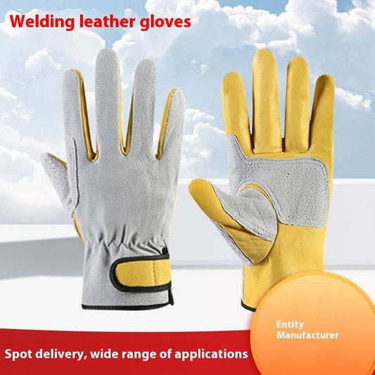 Buycenter Short Arc-Welder's Gloves - Leather Labor Protection Gear - Buy Center US