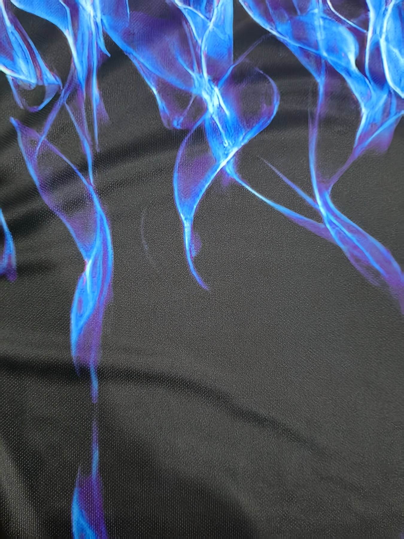 Men's Sleeveless Muscle Tank - 3D Blue Flame Print for Gym & Daily Wear - Buy Center US