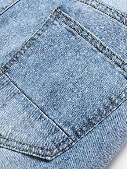 Men's Casual Skinny Jeans - High-Quality, Trendy Raw Wash Design - Buy Center US
