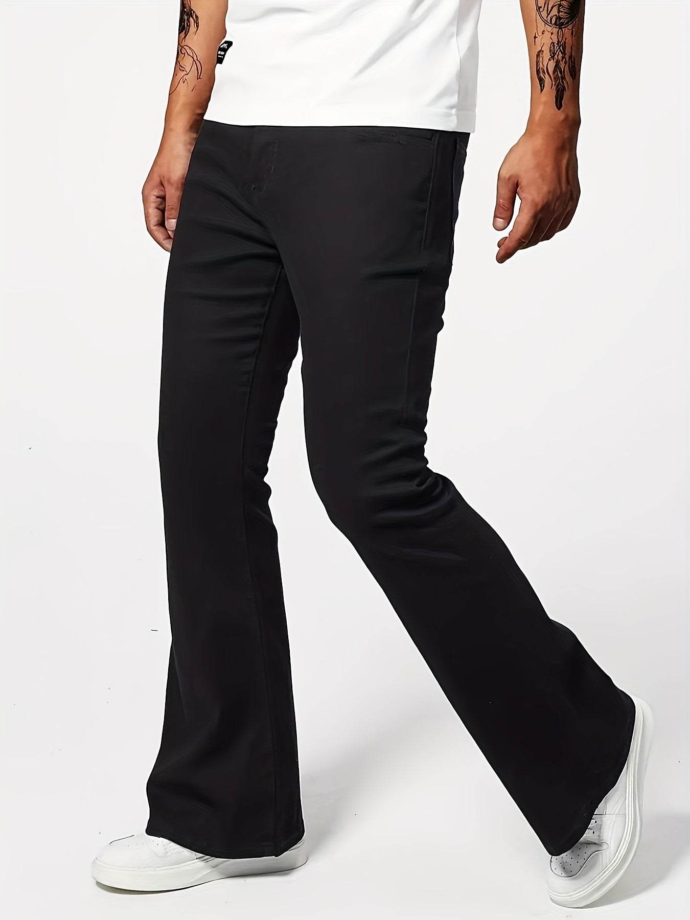 Men's Stretch Denim Flare Jeans - Casual Mid-Rise Comfort Fit Blue - Buy Center US