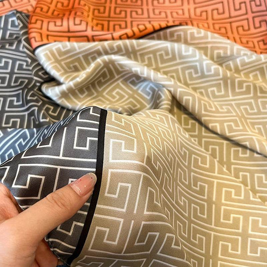 Elegant Women's Silk Scarf - Sun Protection, Plaid Design, 180x90cm - Buy Center US