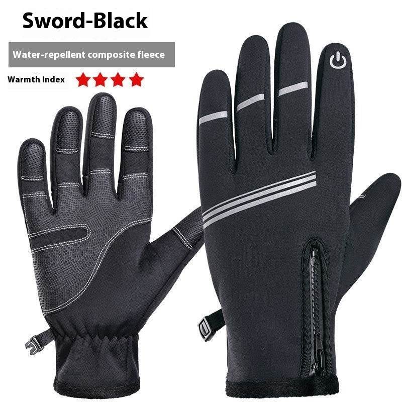 Buycenter Winter Leather Riding Gloves - Fleece-Lined, Windproof Design - Buy Center US