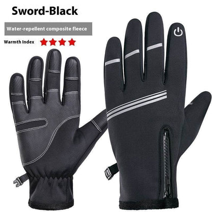 Buycenter Winter Leather Riding Gloves - Fleece-Lined, Windproof Design - Buy Center US