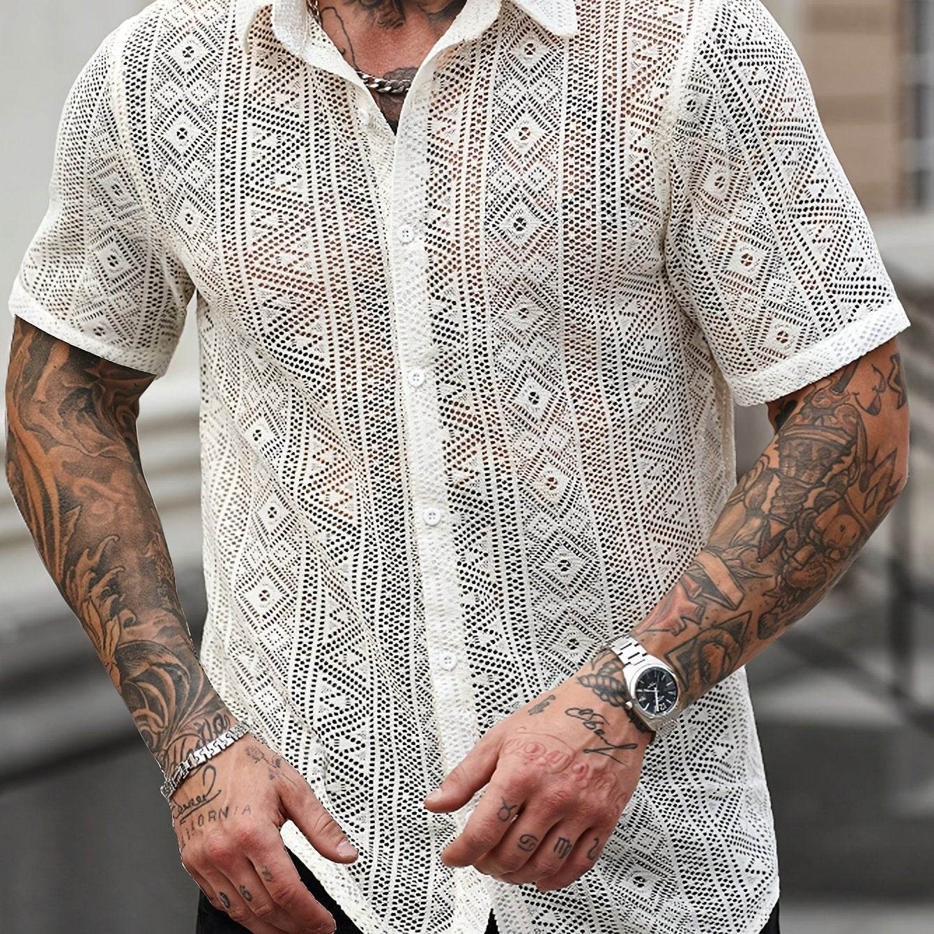 Men’s Casual Knit Open Sweater - Lightweight Lapel Summer Shirt - Buy Center US