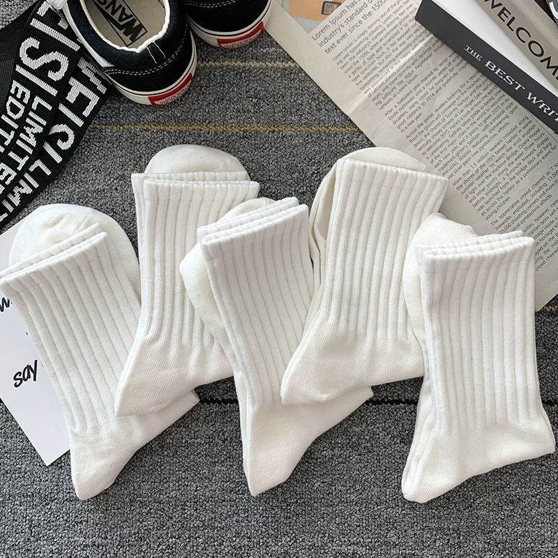 Buycenter Men's Mid-Calf Socks - Pure Color Casual Sports Style - Buy Center US