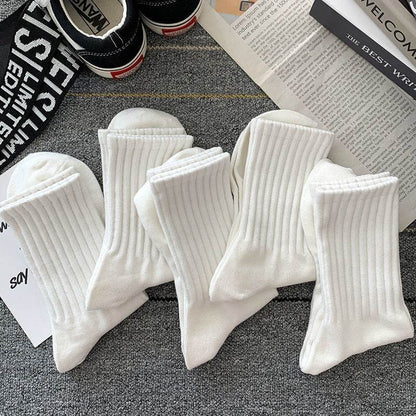 Buycenter Men's Mid-Calf Socks - Pure Color Casual Sports Style - Buy Center US