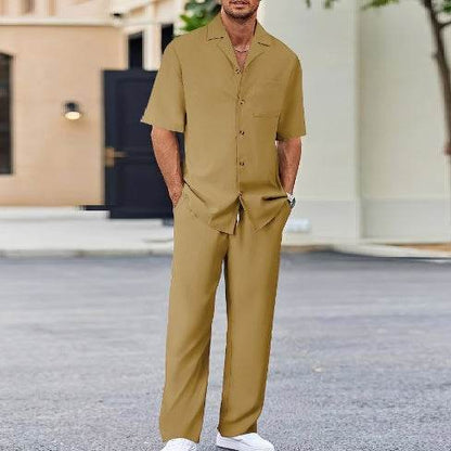 Buycenter Men's Leisure Suit - Short Sleeves & Trousers in Various Colors - Buy Center US
