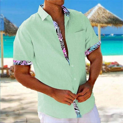 Buycenter Men's Beach Striped Casual Shirt - Loose Fit, Cartoon Design - Buy Center US