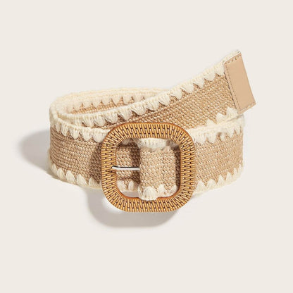 Elegant Wooden Buckle PP Grass Belt - European & American Style - Buy Center US