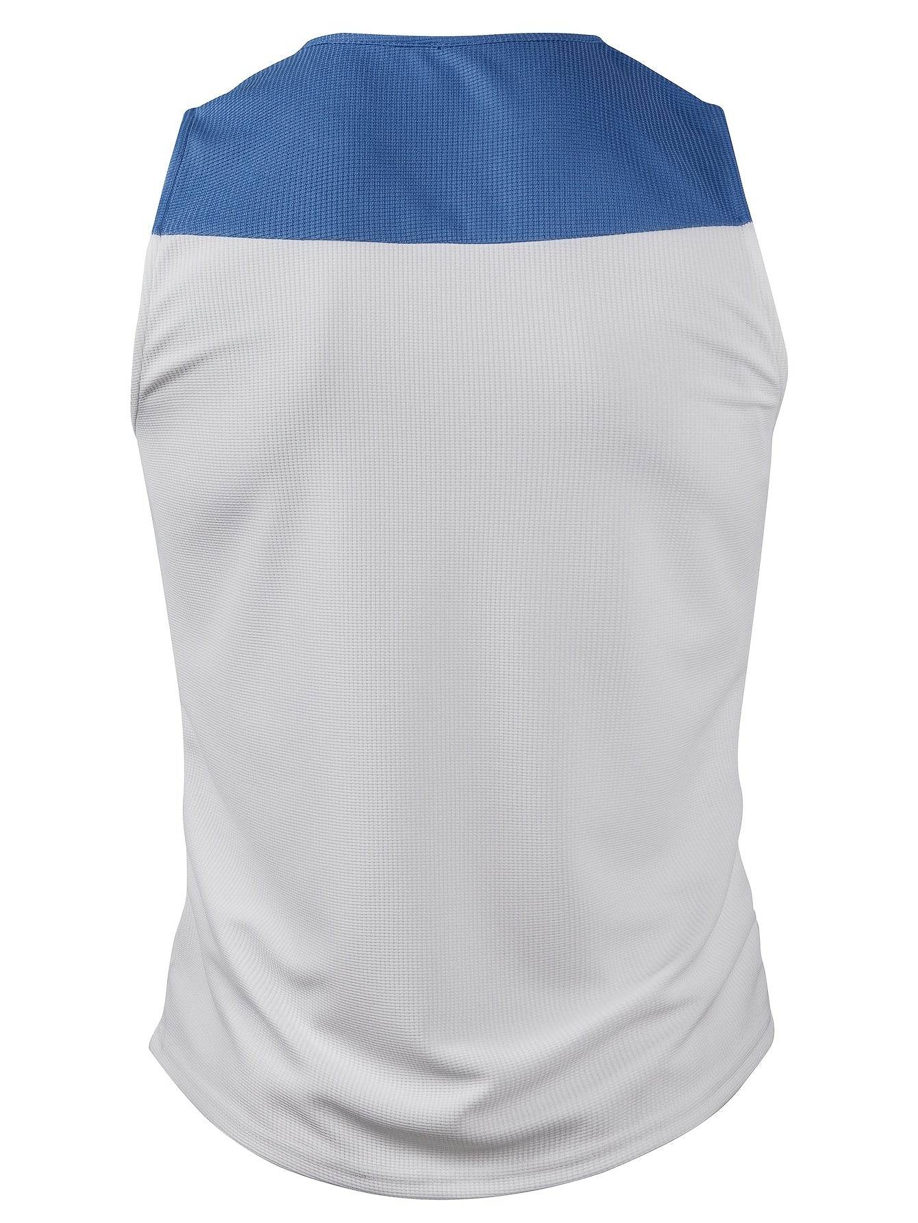 Men's Vintage Waffle Texture Tank Top - Black & White, V-Neck Style - Buy Center US