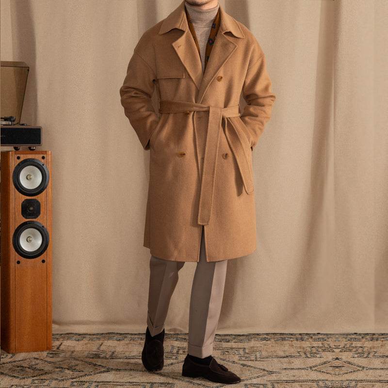 Buycenter Men's Wool Drop Shoulder Coat - Casual Mid-Length Design - Buy Center US