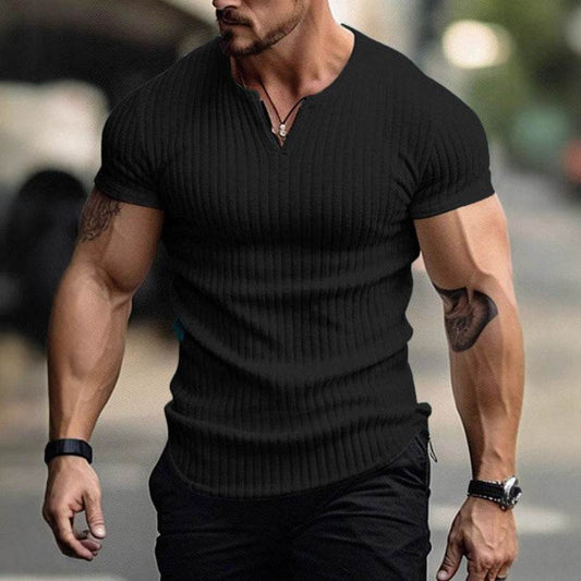 Sports Slim-Fitting Men's Short Sleeve Shirt - Stylish Stripes in Multiple Colors - Buy Center US