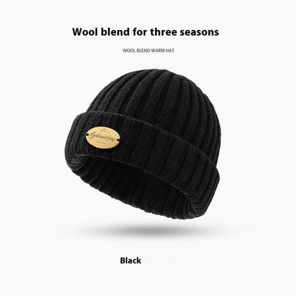 Men's Thick Wool Knitted Hat - Windproof & Warm for Autumn/Winter - Buy Center US