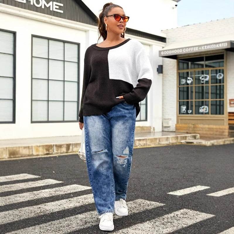 Plus Size Women's Sweater - Distressed Loose Fit, Available in 1XL to 4XL - Buy Center US