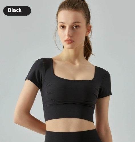 Women's Hollow-out Yoga Top - Short Sleeve with Removable Chest Pad - Buy Center US