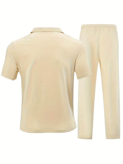Men's Casual Outdoor Zip Short Sleeve & Pants Set - 5 Color Options - Buy Center US