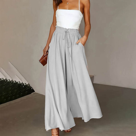 Stylish Plus Size Wide Leg Pants - Paper Bag Waist, Loose Fit Design - Buy Center US