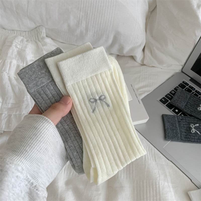 Cute Girl Bow Tube Socks - Breathable Cotton, Mid-Calf Length - Buy Center US