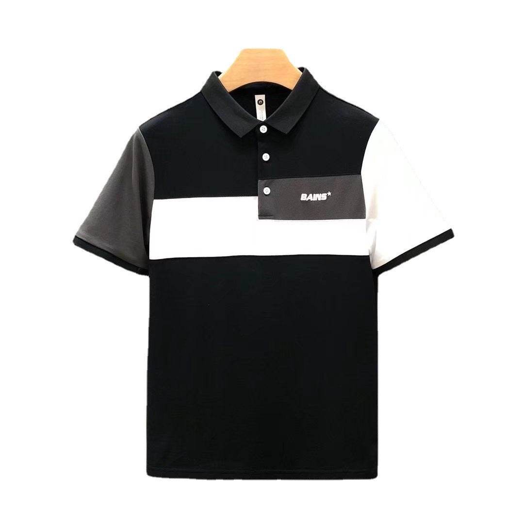 Trend Stitching Men's Contrast Color Polo Shirt - Short Sleeve, Fitted Fit - Buy Center US