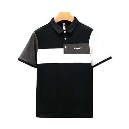 Trend Stitching Men's Contrast Color Polo Shirt - Short Sleeve, Fitted Fit - Buy Center US