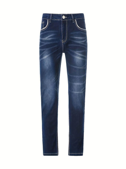 Men's Distressed Skinny Jeans - Medium Stretch Denim Pants for Casual Style - Buy Center US