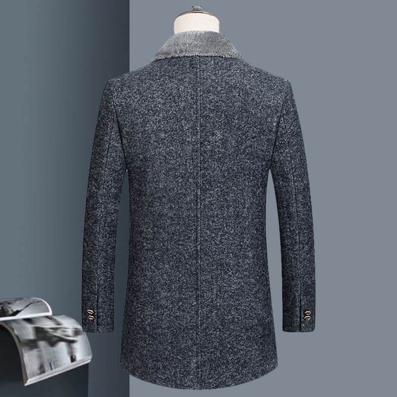 Buycenter Woolen Coat for Men - Autumn Winter Lapel Style in Gray/Brown - Buy Center US
