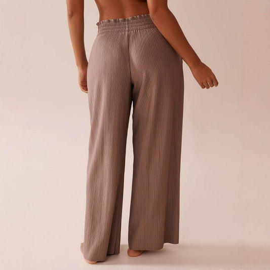 Women's Wide-Leg Mid-Waist Elastic Pants - Loose Fit Fashion Trousers - Buy Center US