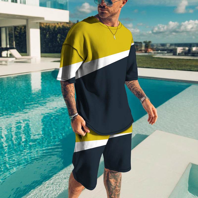 Men's Trendy Casual Beach Suit - 3D Textured Polyester Set - Buy Center US