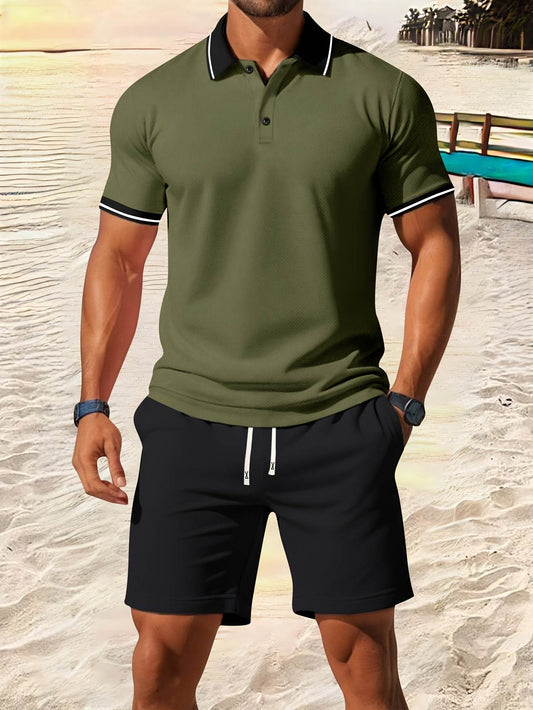 Men's Casual Short Sleeve Shirt & Drawstring Shorts Set - Summer Fashion - Buy Center US