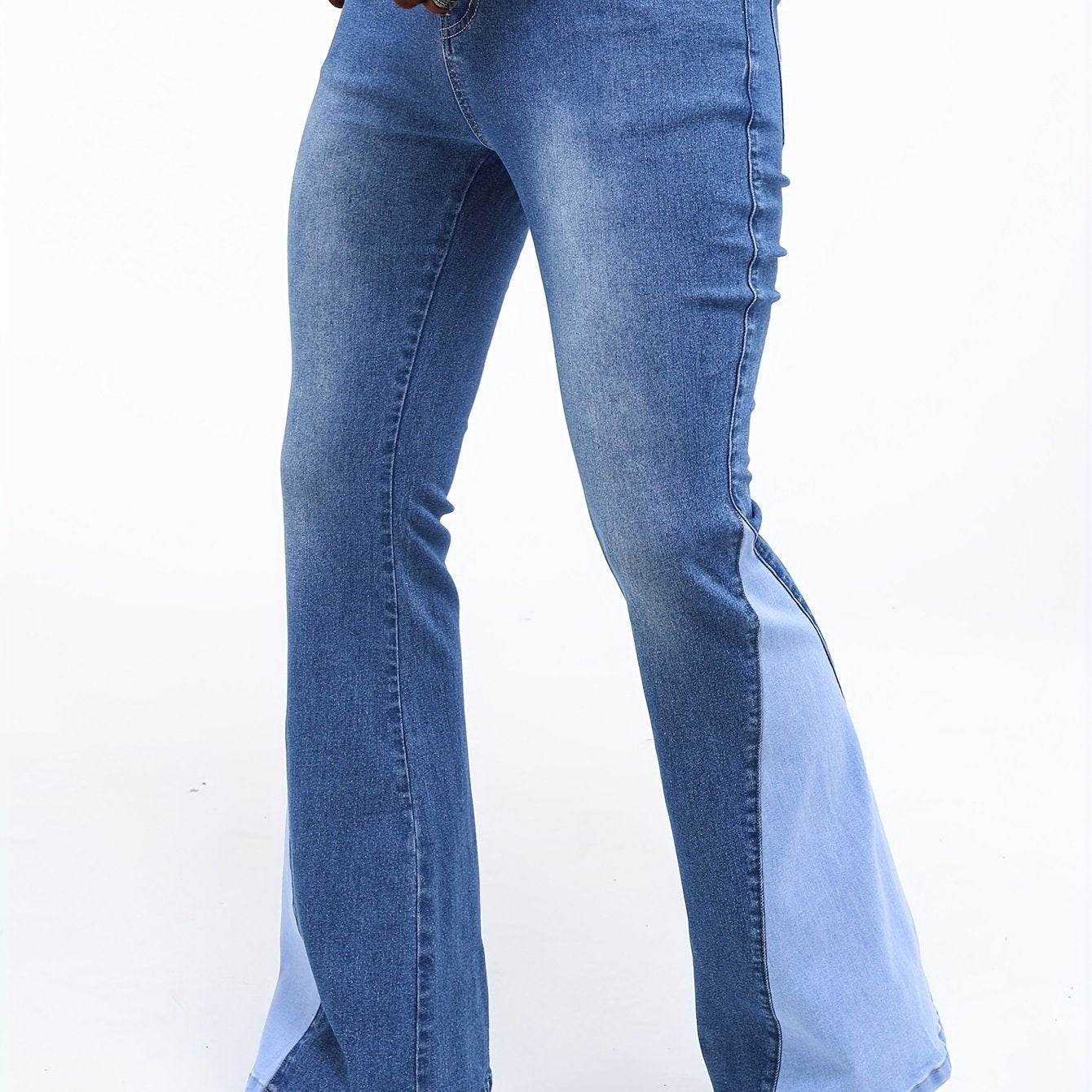 Men's Color Block Denim Pants - Casual Cotton Blend Jeans with Pockets - Buy Center US