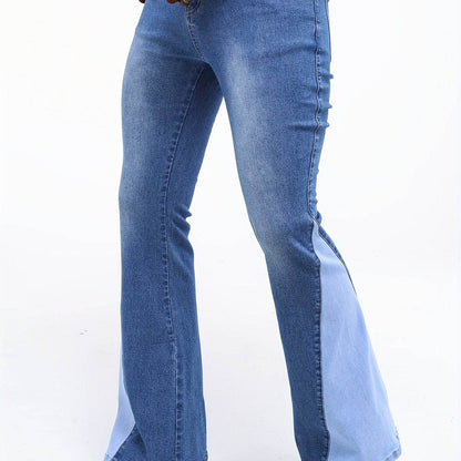 Men's Color Block Denim Pants - Casual Cotton Blend Jeans with Pockets - Buy Center US