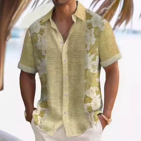 Buycenter Men's Short Sleeve Striped Beach Shirt - Casual & Stylish Fit - Buy Center US