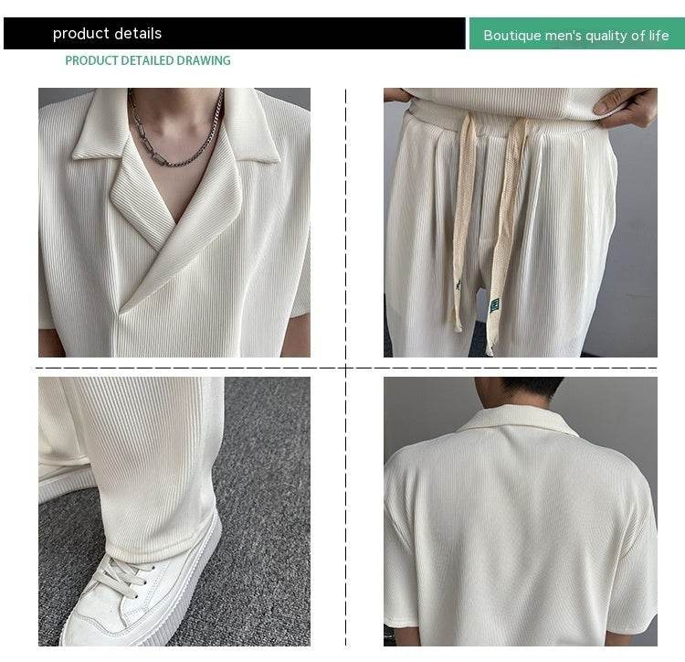 Buycenter Summer Ice Silk Shirt & Pants Set - Men's Leisure Outfit - Buy Center US