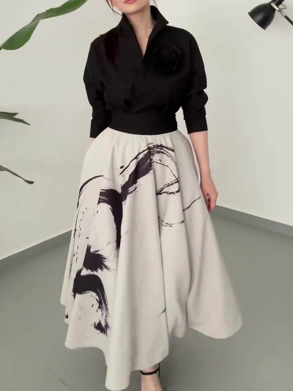 Elegant Vintage Three-Layer Tulle Skirt - Floral Print Maxi Skirt - Buy Center US