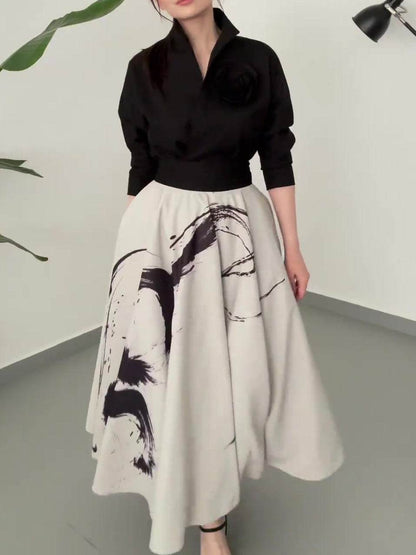Elegant Vintage Three-Layer Tulle Skirt - Floral Print Maxi Skirt - Buy Center US