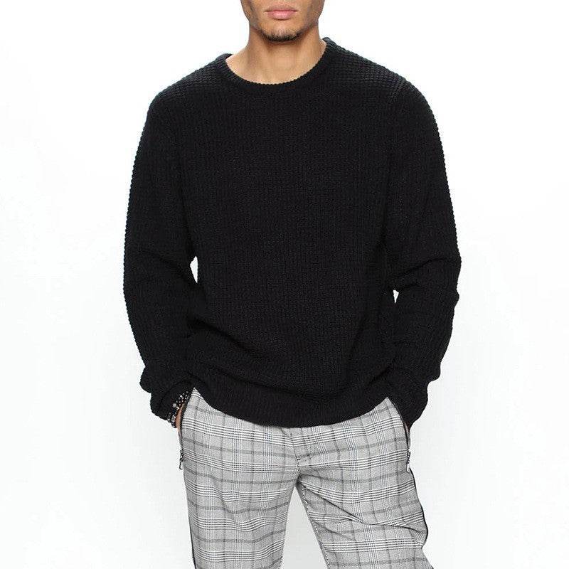 Casual Men's Long Sleeve Crew Neck Pullover - Loose Fit, Multiple Colors - Buy Center US