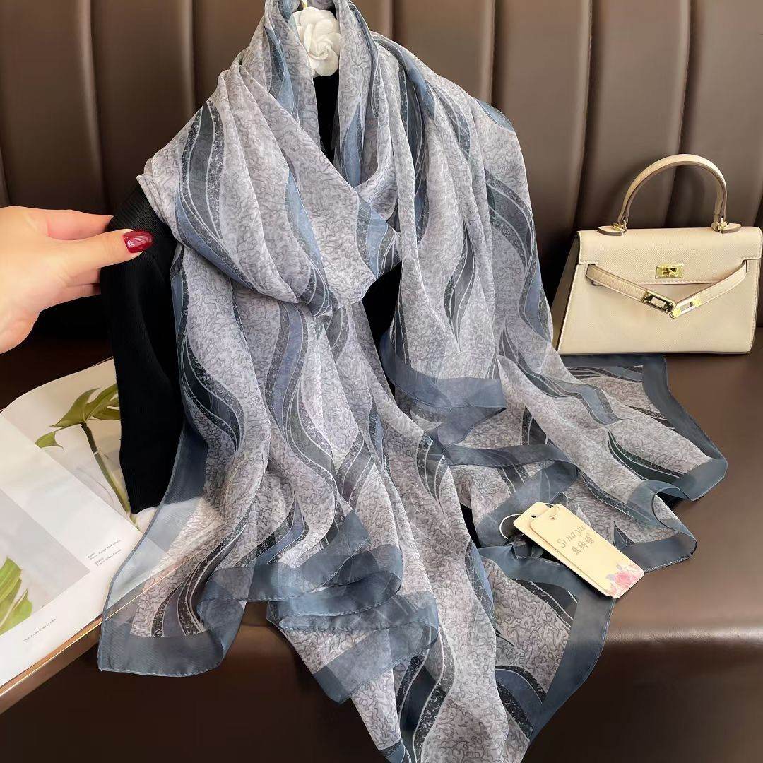 Elegant Long Silk Scarf - Mysterious Forest Design for Spring Fashion - Buy Center US