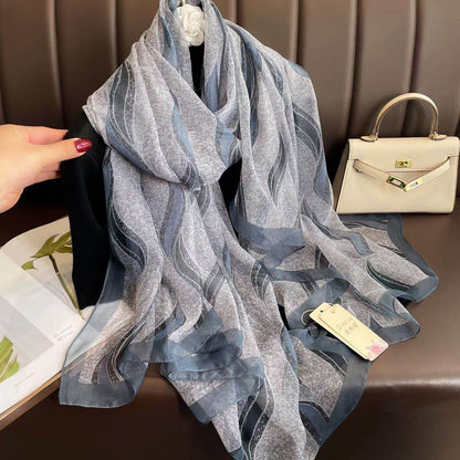 Elegant Long Silk Scarf - Mysterious Forest Design for Spring Fashion - Buy Center US