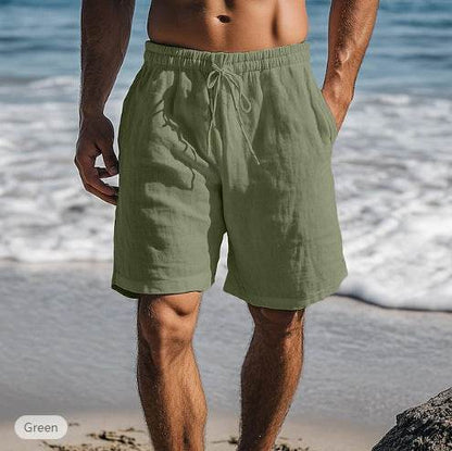 Buycenter Cotton Linen Drawstring Shorts - Elastic Waist, Multi-Pocket Style - Buy Center US