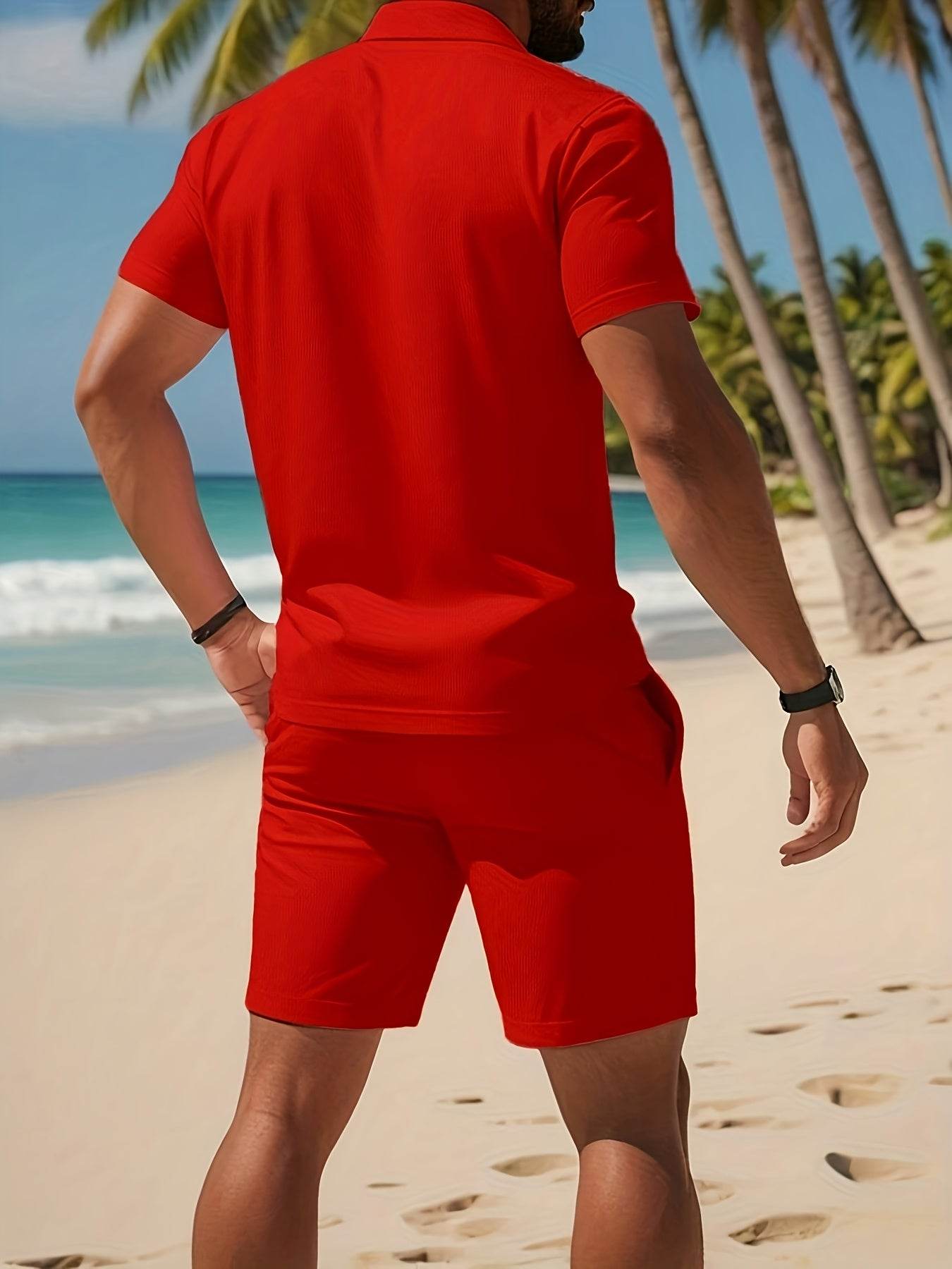 Men's Casual Two-Piece Set - Stylish Cardigan Top & Short Pants for Summer - Buy Center US