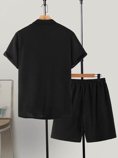OBM Xingfan Men's Double-Breasted Waffle Suit - Casual & Stylish - Buy Center US